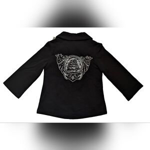 Sailor Jerry Embroidered Back Double Breasted Jacket S 3/4 Sleeve, NWT Laundered